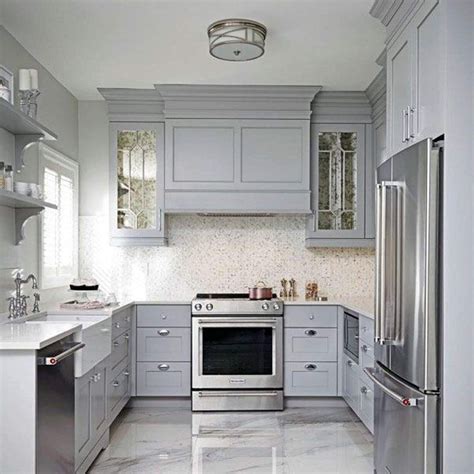 grey kitchen cabinets and stainless steel fixtures|light grey cabinet designs.